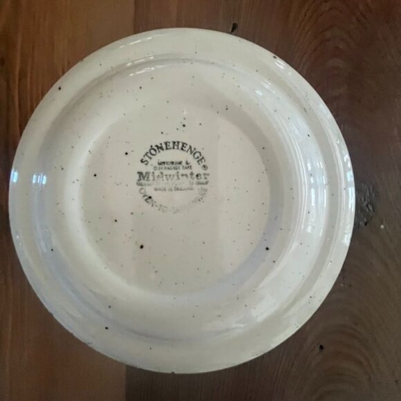 4 Midwinter Stonehenge Creation 7" Plates White Brown Edge Cottage Core England - Picture 3 of 5